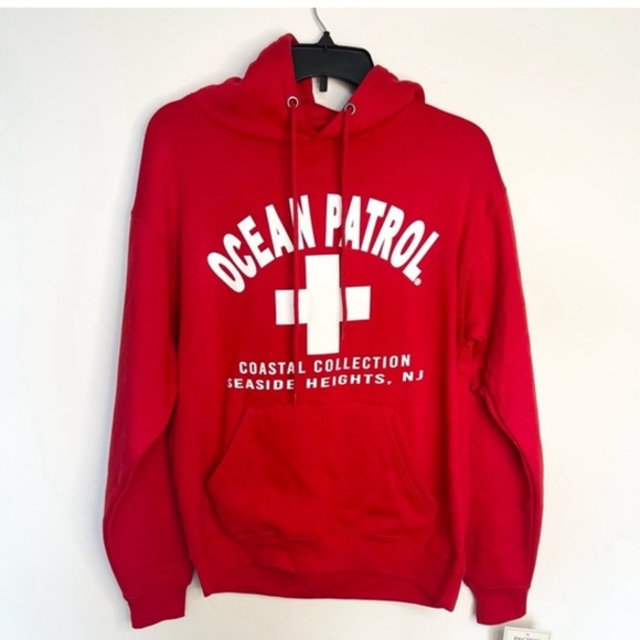 Ocean Patrol Seaside Heights NJ Red Hoodie Jersey Shore - Picture 6 of 9